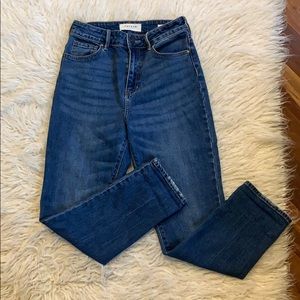 Classic retro high waisted blue jeans